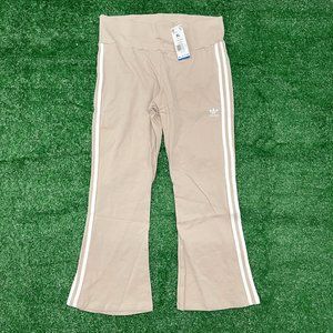 adidas Beige Flare Pants with White Stripes